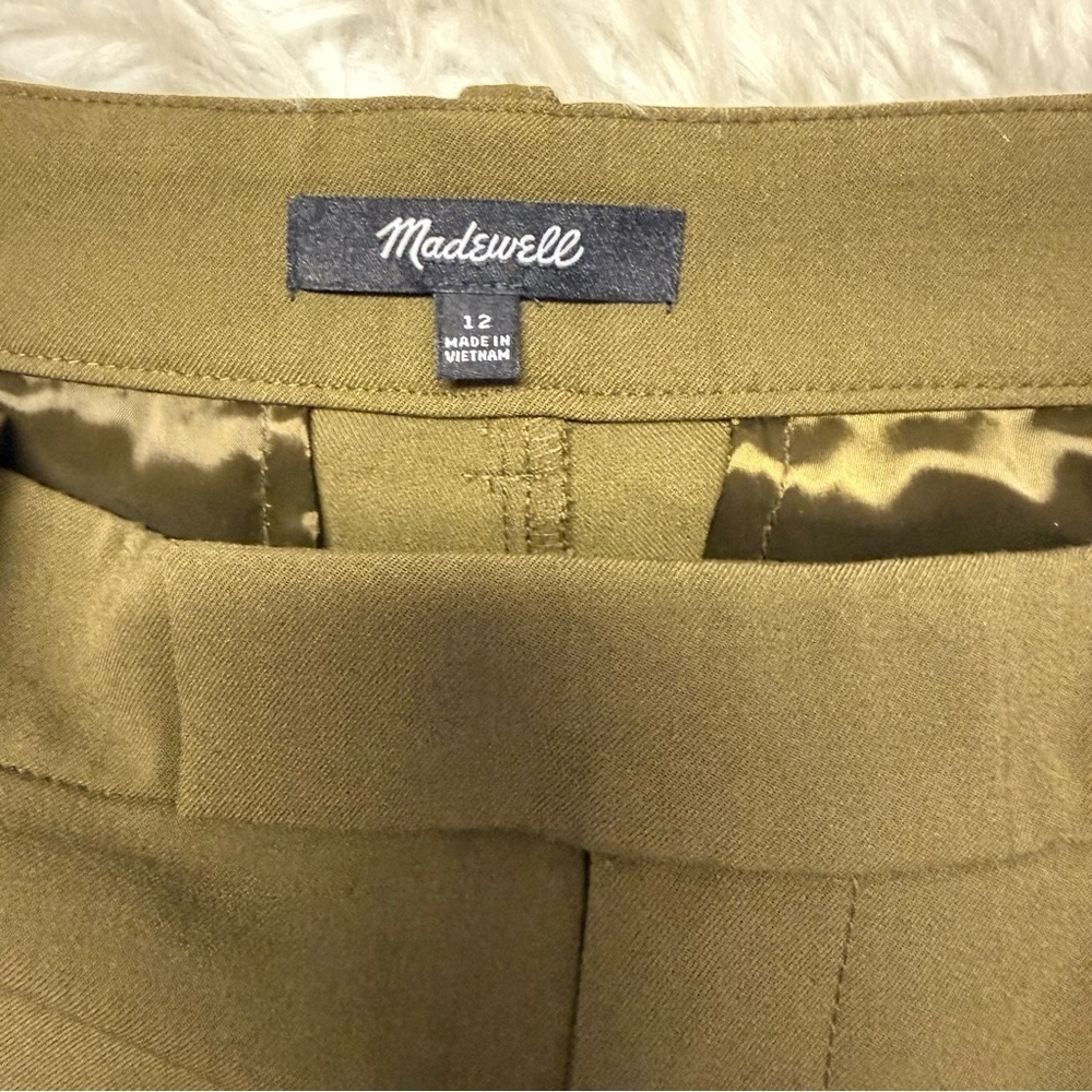 Madewell Fairbanks Pant Green Slim Tapered Pintuck Trouser Size 12 - Picture 5 of 10